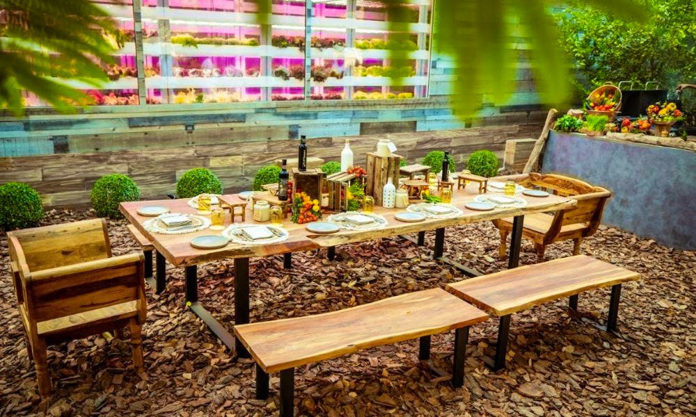outdoor wooden private dining table at arcadia