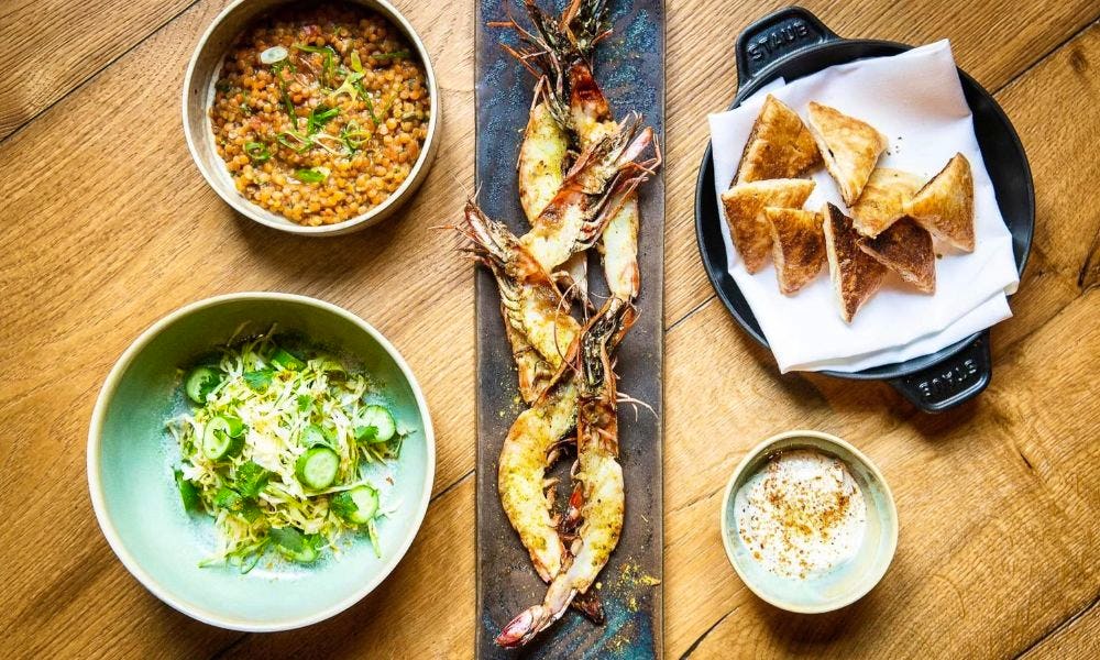 Plates of food on a table