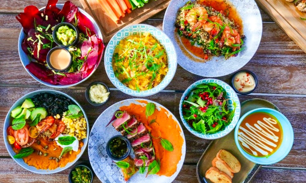 colourful bowls at bounty beets