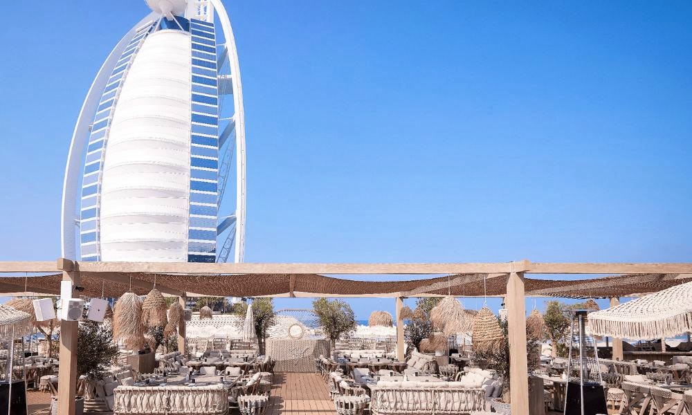 Sun canopies and The Burj Al Arab Hotel