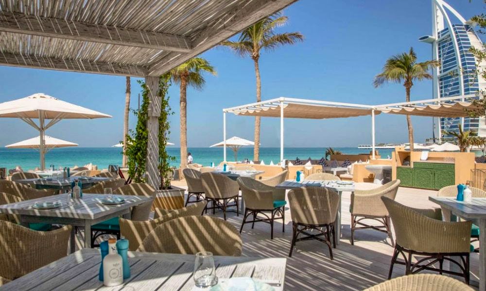 Al-fresco dining at Shimmers Greek restaurant Dubai