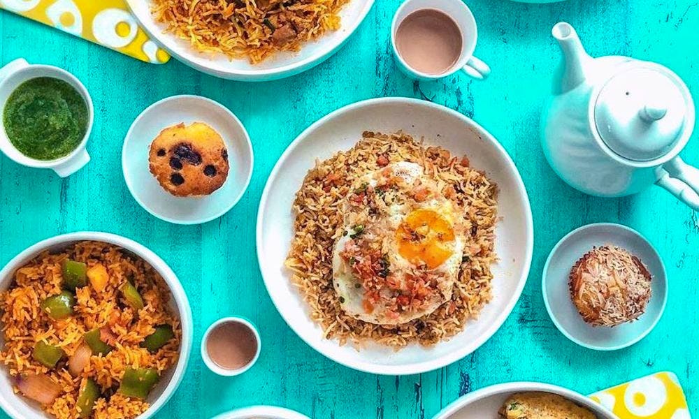 A selection of dishes at Raju Omlet